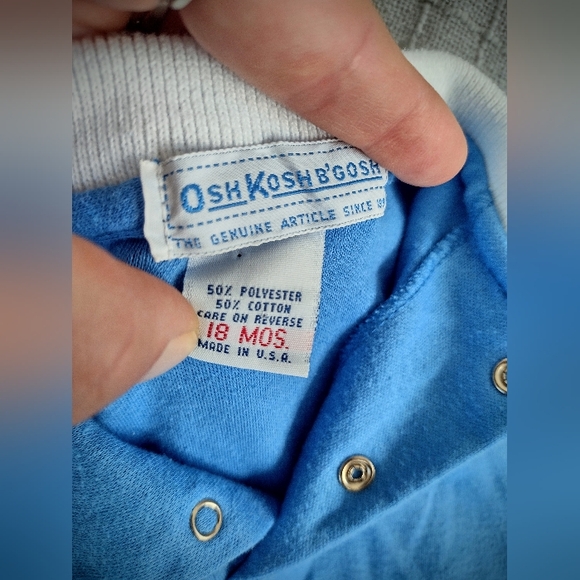 Vintage 1991 Oshkosh B'gosh Boys 18 Months Collared Blue Polo Shirt Short Sleeve - Picture 3 of 7